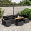 Image de Salon de Jardin avec Coussins 8 pcs, Canapés de Terrasse, Ensemble de Meubles de Patio, Mobilier d'Extérieur, Noir 3276044
