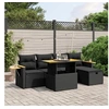 Image de Salon de Jardin avec Coussins 6 pcs, Canapés de Terrasse, Ensemble de Meubles de Patio, Mobilier d'Extérieur, Noir 3276135