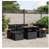 Image de Salon de Jardin avec Coussins 7 pcs, Canapés de Terrasse, Ensemble de Meubles de Patio, Mobilier d'Extérieur, Noir 3276142