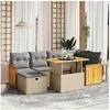 Image de Salon de Jardin avec Coussins 7 pcs, Canapés de Terrasse, Ensemble de Meubles de Patio, Mobilier d'Extérieur, Beige 3276251