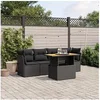 Image de Salon de Jardin avec Coussins 5 pcs, Canapés de Terrasse, Ensemble de Meubles de Patio, Mobilier d'Extérieur, Noir 3270663