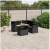 Image de Salon de Jardin avec Coussins 5 pcs, Canapés de Terrasse, Ensemble de Meubles de Patio, Mobilier d'Extérieur, Noir 3270824