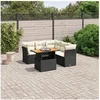Image de Salon de Jardin avec Coussins 5 pcs, Canapés de Terrasse, Ensemble de Meubles de Patio, Mobilier d'Extérieur, Noir 3270825