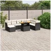 Image de Salon de Jardin avec Coussins 9 pcs, Canapés de Terrasse, Ensemble de Meubles de Patio, Mobilier d'Extérieur, Noir 3270972