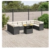 Image de Salon de Jardin avec Coussins 11 pcs, Canapés de Terrasse, Ensemble de Meubles de Patio, Mobilier d'Extérieur, Noir 3271021
