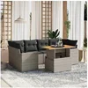 Image de Salon de jardin modulable 6 personnes 7 pieces rotin 62 x 62 x 69 cm gris