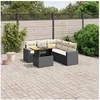 Image de Salon de Jardin avec Coussins 6 pcs, Canapés de Terrasse, Ensemble de Meubles de Patio, Mobilier d'Extérieur, Noir 3271308