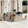 Image de Salon de Jardin avec Coussins 9 pcs, Canapés de Terrasse, Ensemble de Meubles de Patio, Mobilier d'Extérieur, Beige 3271409