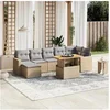 Image de Salon de Jardin avec Coussins 8 pcs, Canapés de Terrasse, Ensemble de Meubles de Patio, Mobilier d'Extérieur, Beige 3271423