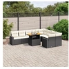 Image de Salon de Jardin avec Coussins 10 pcs, Canapés de Terrasse, Ensemble de Meubles de Patio, Mobilier d'Extérieur, Noir 3271469