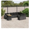 Image de Salon de Jardin avec Coussins 10 pcs, Canapés de Terrasse, Ensemble de Meubles de Patio, Mobilier d'Extérieur, Noir 3271475