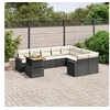 Image de Salon de Jardin avec Coussins 10 pcs, Canapés de Terrasse, Ensemble de Meubles de Patio, Mobilier d'Extérieur, Noir 3271476