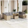 Image de Salon de jardin modulable resine tressee beige 11 pieces 62 x 62 x 69