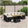 Image de Salon de Jardin avec Coussins 8 pcs, Canapés de Terrasse, Ensemble de Meubles de Patio, Mobilier d'Extérieur, Noir 3271665