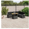 Image de Salon de Jardin avec Coussins 7 pcs, Canapés de Terrasse, Ensemble de Meubles de Patio, Mobilier d'Extérieur, Noir 3271769