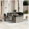 Image de Salon de Jardin avec Coussins 9 pcs, Canapés de Terrasse, Ensemble de Meubles de Patio, Mobilier d'Extérieur, Gris 3271851