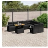 Image de Salon de Jardin avec Coussins 10 pcs, Canapés de Terrasse, Ensemble de Meubles de Patio, Mobilier d'Extérieur, Noir 3271909