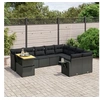 Image de Salon de Jardin avec Coussins 10 pcs, Canapés de Terrasse, Ensemble de Meubles de Patio, Mobilier d'Extérieur, Noir 3271916
