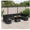 Image de Salon de jardin modulable 11 pieces resine tressee noir 62.0 x 62 x 69 10 personnes