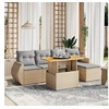 Image de Salon de jardin modulable 6 pieces resine tressee beige 62 x 55 x 69 cm 5 personnes