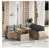 Image de Salon de jardin modulable 6 personnes resine tressee beige 62 x 62 x 69 cm 7 pieces