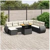 Image de Salon de Jardin avec Coussins 9 pcs, Canapés de Terrasse, Ensemble de Meubles de Patio, Mobilier d'Extérieur, Noir 3272330