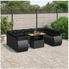 Image de Salon de Jardin avec Coussins 10 pcs, Canapés de Terrasse, Ensemble de Meubles de Patio, Mobilier d'Extérieur, Noir 3272336