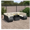 Image de Salon de Jardin avec Coussins 10 pcs, Canapés de Terrasse, Ensemble de Meubles de Patio, Mobilier d'Extérieur, Noir 3272337