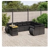 Image de Salon de Jardin avec Coussins 10 pcs, Canapés de Terrasse, Ensemble de Meubles de Patio, Mobilier d'Extérieur, Noir 3272357