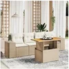 Image de Salon de jardin modulable resine tressee beige 5 pieces 83.0 x 62 x 69