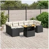 Image de Salon de Jardin avec Coussins 8 pcs, Canapés de Terrasse, Ensemble de Meubles de Patio, Mobilier d'Extérieur, Noir 3272547