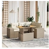 Image de Salon de jardin modulable - 5 pièces - Résine tressée - 4 personnes - Beige