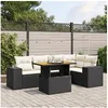 Image de Salon de Jardin avec Coussins 6 pcs, Canapés de Terrasse, Ensemble de Meubles de Patio, Mobilier d'Extérieur, Noir 3272624