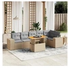 Image de Salon de Jardin avec Coussins 7 pcs, Canapés de Terrasse, Ensemble de Meubles de Patio, Mobilier d'Extérieur, Beige 3272648