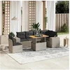 Image de Salon de Jardin avec Coussins 7 pcs, Canapés de Terrasse, Ensemble de Meubles de Patio, Mobilier d'Extérieur, Gris 3272663