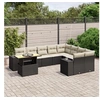 Image de Salon de Jardin avec Coussins 10 pcs, Canapés de Terrasse, Ensemble de Meubles de Patio, Mobilier d'Extérieur, Noir 3272799