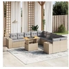 Image de Salon de Jardin avec Coussins 11 pcs, Canapés de Terrasse, Ensemble de Meubles de Patio, Mobilier d'Extérieur, Beige 3272830