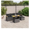 Image de Salon de Jardin avec Coussins 6 pcs, Canapés de Terrasse, Ensemble de Meubles de Patio, Mobilier d'Extérieur, Noir 3273050