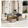 Image de Salon de Jardin avec Coussins 5 pcs, Canapés de Terrasse, Ensemble de Meubles de Patio, Mobilier d'Extérieur, Beige 3273061