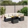 Image de Salon de Jardin avec Coussins 6 pcs, Canapés de Terrasse, Ensemble de Meubles de Patio, Mobilier d'Extérieur, Noir 3273065