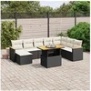 Image de Salon de Jardin avec Coussins 9 pcs, Canapés de Terrasse, Ensemble de Meubles de Patio, Mobilier d'Extérieur, Noir 3273212