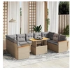 Image de Salon de Jardin avec Coussins 10 pcs, Canapés de Terrasse, Ensemble de Meubles de Patio, Mobilier d'Extérieur, Beige 3273222
