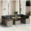 Image de Salon de Jardin avec Coussins 10 pcs, Canapés de Terrasse, Ensemble de Meubles de Patio, Mobilier d'Extérieur, Gris 3273223