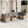 Image de Salon de Jardin avec Coussins 11 pcs, Canapés de Terrasse, Ensemble de Meubles de Patio, Mobilier d'Extérieur, Beige 3273250