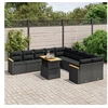 Image de Salon de Jardin avec Coussins 11 pcs, Canapés de Terrasse, Ensemble de Meubles de Patio, Mobilier d'Extérieur, Noir 3273260