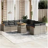 Image de Salon de Jardin avec Coussins 11 pcs, Canapés de Terrasse, Ensemble de Meubles de Patio, Mobilier d'Extérieur, Gris 3273265