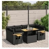 Image de Salon de Jardin avec Coussins 7 pcs, Canapés de Terrasse, Ensemble de Meubles de Patio, Mobilier d'Extérieur, Noir 3273414