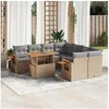 Image de Salon de Jardin avec Coussins 9 pcs, Canapés de Terrasse, Ensemble de Meubles de Patio, Mobilier d'Extérieur, Beige 3273446