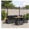 Image de Salon de Jardin avec Coussins 6 pcs, Canapés de Terrasse, Ensemble de Meubles de Patio, Mobilier d'Extérieur, Noir 3273491