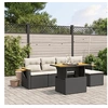 Image de Salon de Jardin avec Coussins 6 pcs, Canapés de Terrasse, Ensemble de Meubles de Patio, Mobilier d'Extérieur, Noir 3273492